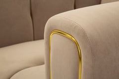 Fauteuil Alma Velours Matelassé Tourterelle pieds Dorés