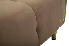 Fauteuil Alma Velours Matelassé Tourterelle pieds Dorés