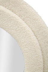 Miroir mural Teddy Tissu bouclé Crème cadre en bois