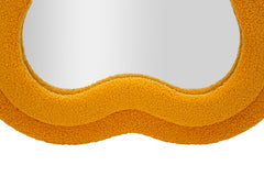 Miroir mural TEDDY Moutarde Bois Tissu bouclé
