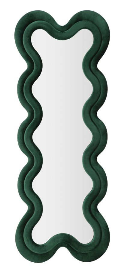 Miroir mural Monica cadre en bois Velours Vert