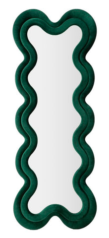 Miroir mural Monica cadre en bois Velours Vert