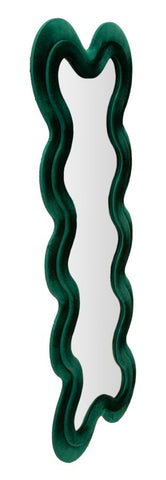 Miroir mural Monica cadre en bois Velours Vert