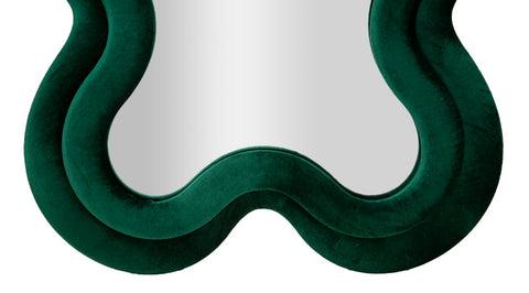 Miroir mural Monica cadre en bois Velours Vert