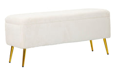 Banquette avec rangement Fausse fourrure douce pieds dorés