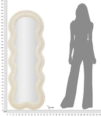 Miroir mural Teddy Tissu bouclé Crème cadre en bois