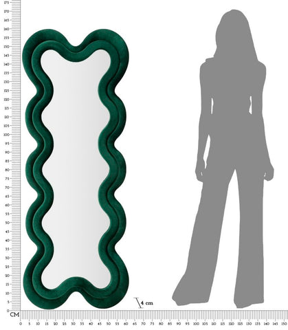Miroir mural Monica cadre en bois Velours Vert
