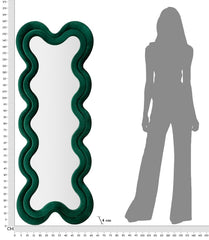 Miroir mural Monica cadre en bois Velours Vert