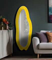 Miroir mural cadre en bois Velours Jaune