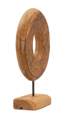 Sculpture ronde Teck recyclé motifs irréguliers