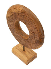 Sculpture ronde Teck recyclé motifs irréguliers