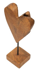 Sculpture cœur teck recyclé