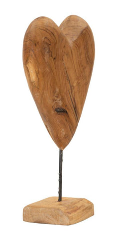 Escultura de teca reciclada con forma de corazón