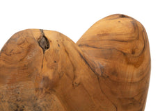 Sculpture en cœur Teck recyclé sur socle métal