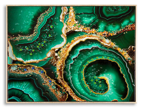 Tableau mural Laquared avec cadre en bois et métal doré Applications en relief