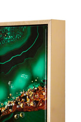 Tableau mural Laquared avec cadre en bois et métal doré Applications en relief
