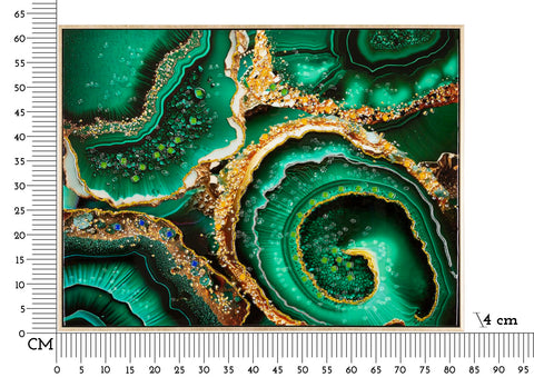 Tableau mural Laquared avec cadre en bois et métal doré Applications en relief