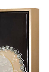 Tableau mural Laquared femme chapeau cadre bois et métal doré
