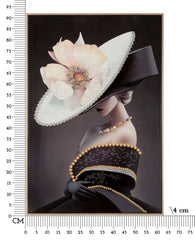 Tableau mural encadré Wien Femme au chapeau cadre en bois et métal doré