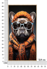 Tableau mural Bad Bully cadre en bois et métal doré avec applications en relief