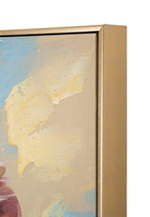 Tableau mural Lion avec cadre en métal doré et bois rose
