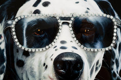 Tableau mural Chien Dalmatien avec cadre en bois et métal argenté