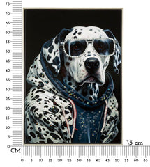Tableau mural Chien Dalmatien avec cadre en bois et métal argenté