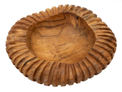 Plateau en Teck Recyclé bord sculpté