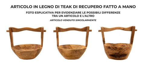 Vide-sac en teck recyclé avec poignée artisanale