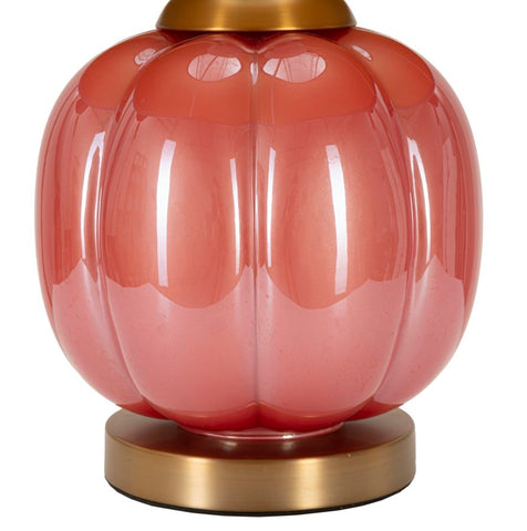 Lampe de table Hélène Verre Rouge abat-jour Velours Bleu
