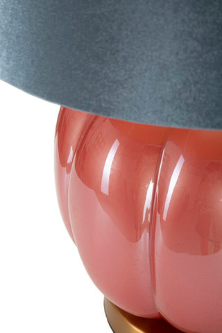 Lampe de table Hélène Verre Rouge abat-jour Velours Bleu
