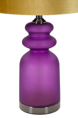 Lampe de table Milva verre violet et abat-jour velours doré