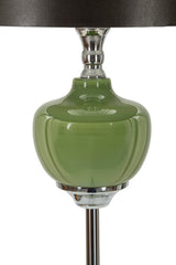 Lampe sur pied Eva Abat-jour Velours Noir base en verre vert