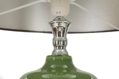 Lampe sur pied Eva Abat-jour Velours Noir base en verre vert