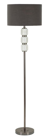 Lámpara de pie Bright One Vidrio Blanco y Terciopelo Gris