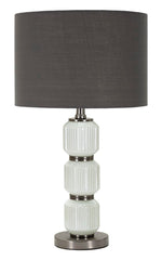 Lampe de table Bright Three Verre Blanc abat-jour Velours Gris