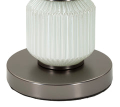 Lampe de table Bright Three Verre Blanc abat-jour Velours Gris