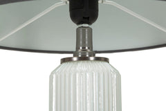 Lampe de table Bright Three Verre Blanc abat-jour Velours Gris