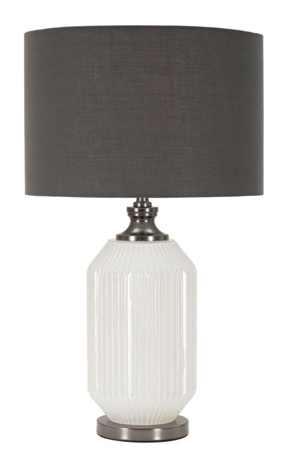 Lámpara de mesa Brighty Cristal Blanco pantalla Terciopelo Gris
