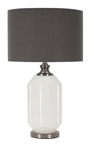 Lámpara de mesa Brighty Cristal Blanco pantalla Terciopelo Gris