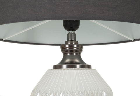 Lámpara de mesa Brighty Cristal Blanco pantalla Terciopelo Gris