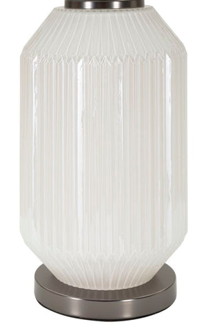 Lámpara de mesa Brighty Cristal Blanco pantalla Terciopelo Gris