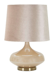 Lampe de table ronde Perly Verre Crème abat-jour Velours Crème