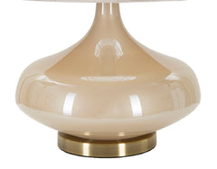 Lampe de table ronde Perly Verre Crème abat-jour Velours Crème