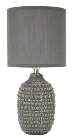 Lampe de chevet motifs en relief base Grise abat-jour Grise