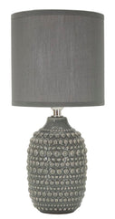 Lampe de chevet motifs en relief base Grise abat-jour Grise