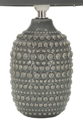Lampe de chevet motifs en relief base Grise abat-jour Grise