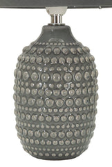 Lampe de chevet motifs en relief base Grise abat-jour Grise