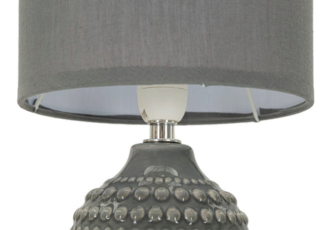 Lampe de chevet motifs en relief base Grise abat-jour Grise