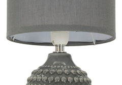 Lampe de chevet motifs en relief base Grise abat-jour Grise